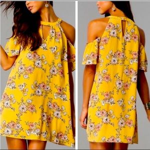 As U Wish Floral Cold Shoulder Dress